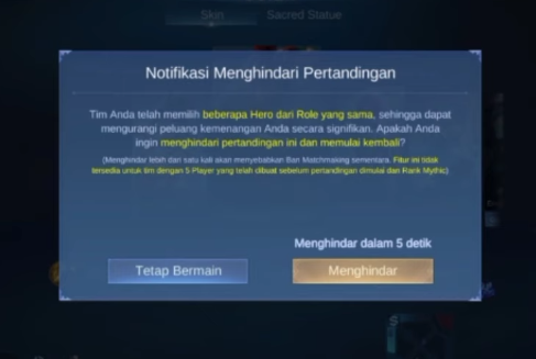 Fitur batalkan pertandingan mobile legends