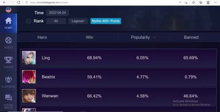 Hero Wajib Pick Mythic