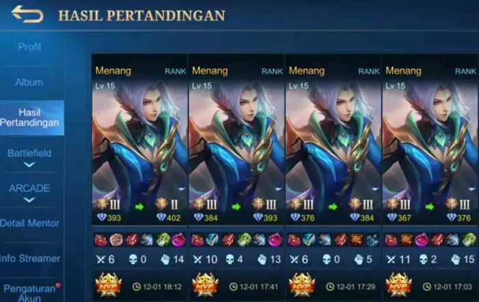 Kalian player solo? Maka kalian harus tahu 1 tips penting ini buat solo rank di Mobile Legends, ikuti tips ini biar win streak spinners. Buat kalian yang suka main Mobile Legends sendiri atau player solo, pastinya enggan untuk bermain rank karena peluang untuk menang sangat kecil. Lebih baik bermain classic atau mode lainnya yang mana hanya untuk sekedar senang-senang saja. BACA JUGA : Musuh Pick Nana, Kalian Wajib Pick Hero Jungler OP Mobile Legends Ini Mengenai hal tersebut anggapan itu memang tidak sepenuhnya salah, tapi SPIN Esports punya tips loh buat pejuang solo rank Mobile Legends, biar win streak terus. Karena dibanding cape-cape main classic atau mode lainnya mending sekalian saja main rank, berikut tips penting buat solo rank. Gunakan Hero Yang Bisa Carry Tim Tips paling penting adalah menggunakan hero yang bisa meng carry atau menggendong tim, baik itu hero jungler, midlaner, goldlaner, atau explaner. Sangat disarankan buat kalian yang main tanker tidak bermain solo, karena tank tidak bisa menggendong tim. Mau sebaik apapun gameplay kalian jika rekannya tidak mendukung maka percuma saja. Namun berbeda saat kalian menggunakan hero carry, satu atau dua momen saja yang kalian ciptakan dapat langsung menyelesaikan pertandingan. Belum lagi jika kalian menggunakan hero yang bisa ngecarry maka menang atau tidaknya pertandingan ada di tangan kalian. Jadi kalian bisa percaya dengan diri kalian sendiri tidak bergantung kepada pemain lain yang pastinya bakal random kalian temui saat bermain solo. Itulah tips penting buat kalian pejuang solo rank di Mobile Legends, lakukan tips tersebut biar win streak ya spinners. Jangan lupa kunjungi SPIN Website untuk update terbaru lainnya, dan ikuti Instagram dan Youtube kita.