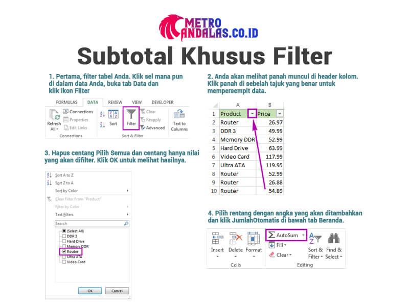 Cara Menjumlahkan di Excel Filter