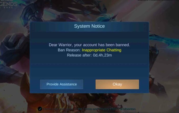 Ban akun mobile legends