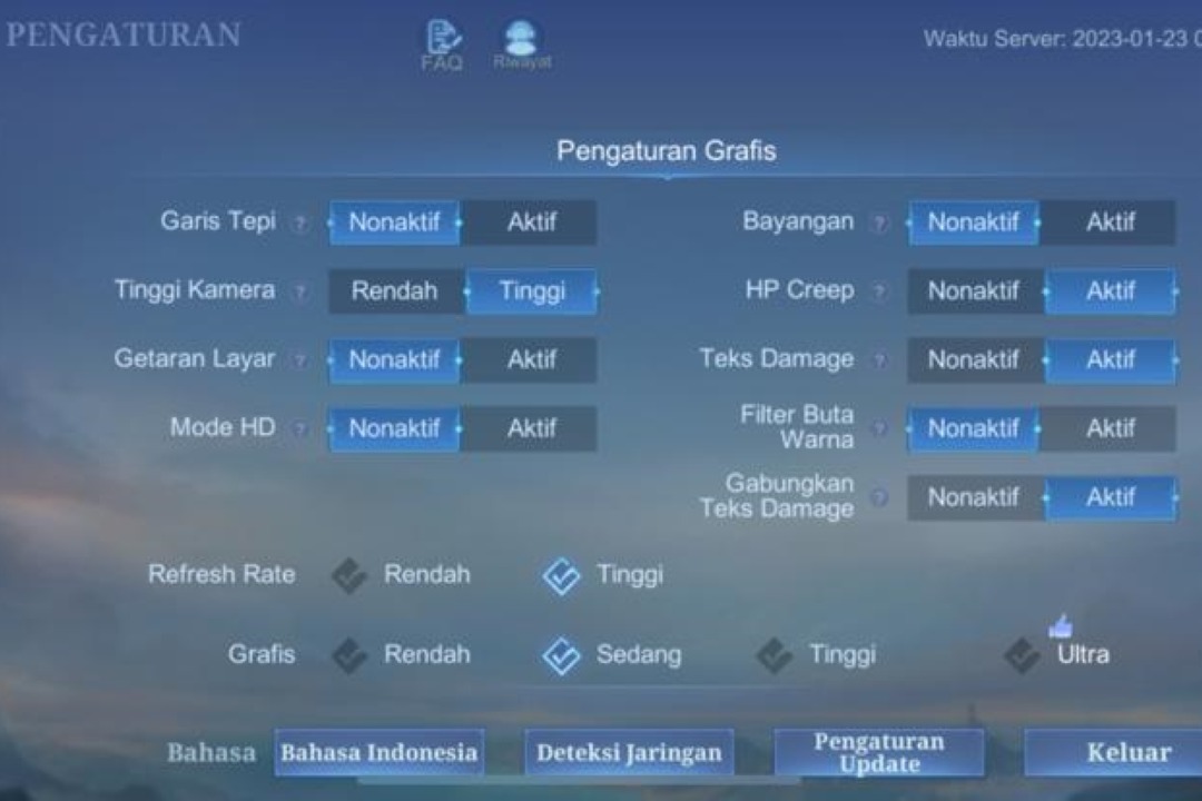 Penyebab HP nge Frame Saat Main Mobile Legend. Menggunakan Grafis yang Terlalu Tinggi