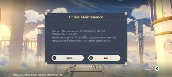 Maintenance Genshin Impact 1 Maret