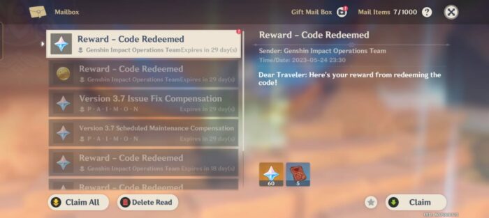 Kode redeem Genshin Impact terbaru