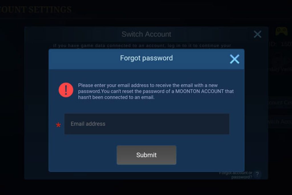 Cara Melihat Kata Sandi Mobile Legends - Masukkan Alamat Email