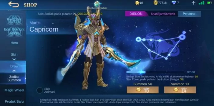 Skin zodiac mlbb