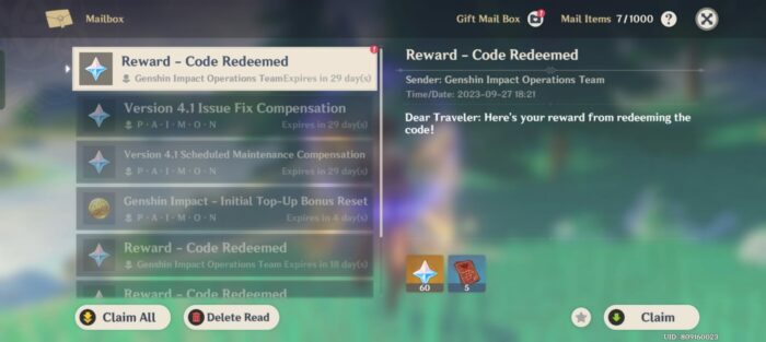 Kode Redeem Genshin Impact 4.1