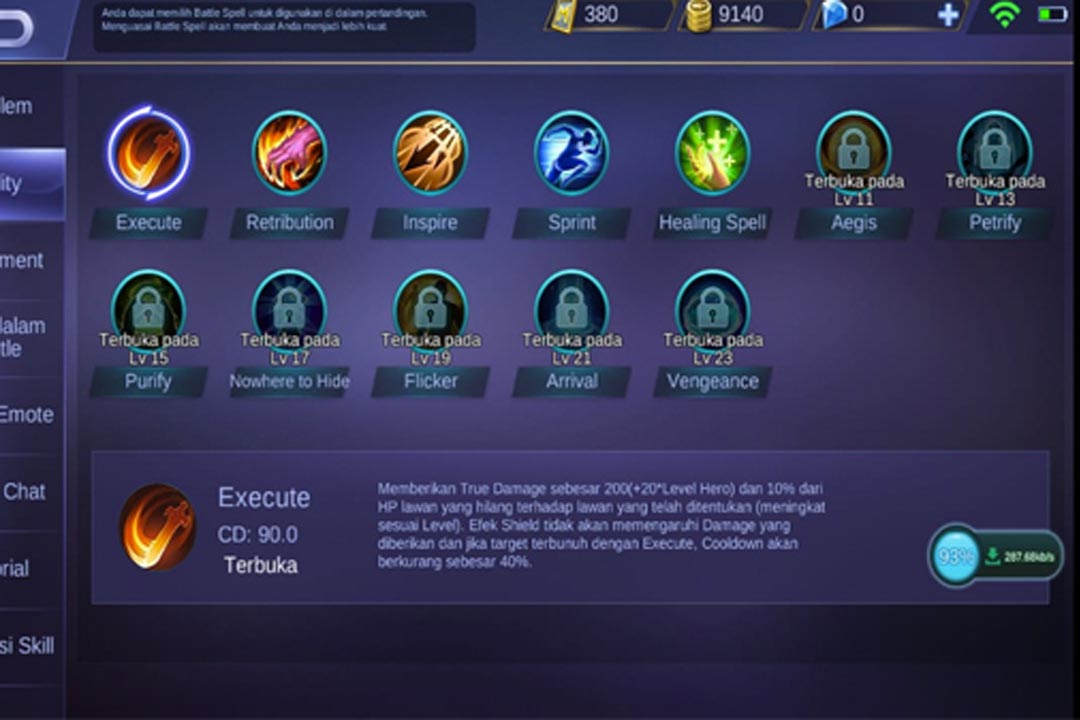 Cara Memperkuat Hero Mobile Legends - Buka Spell dengan Meningkatkan Level