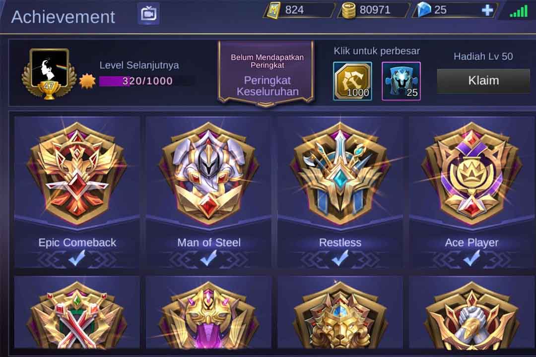 Cara Mendapatkan Hero Fragment di Mobile Legends - Menyelesaikan Achievement